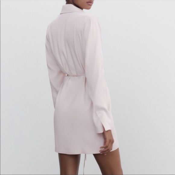 Zara Creme Wrap Tie Ivory Satin Dress NWOT - Picture 8 of 11